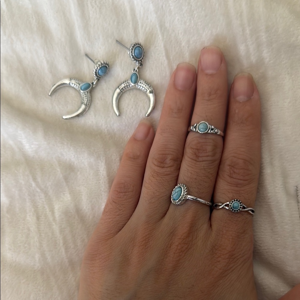 Silver and Blue Jewelry Set